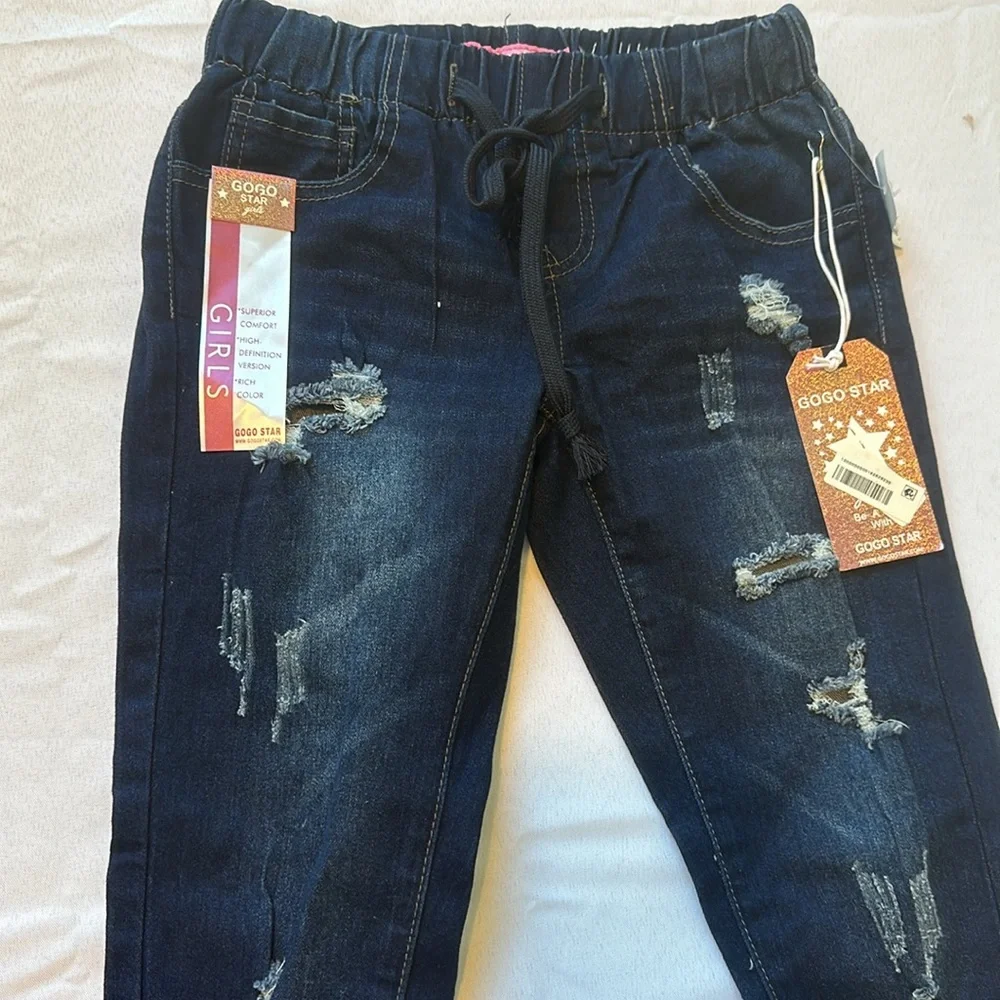 NWT GOGO Star Girls‎ Joggers Jeans Distressed Size 10